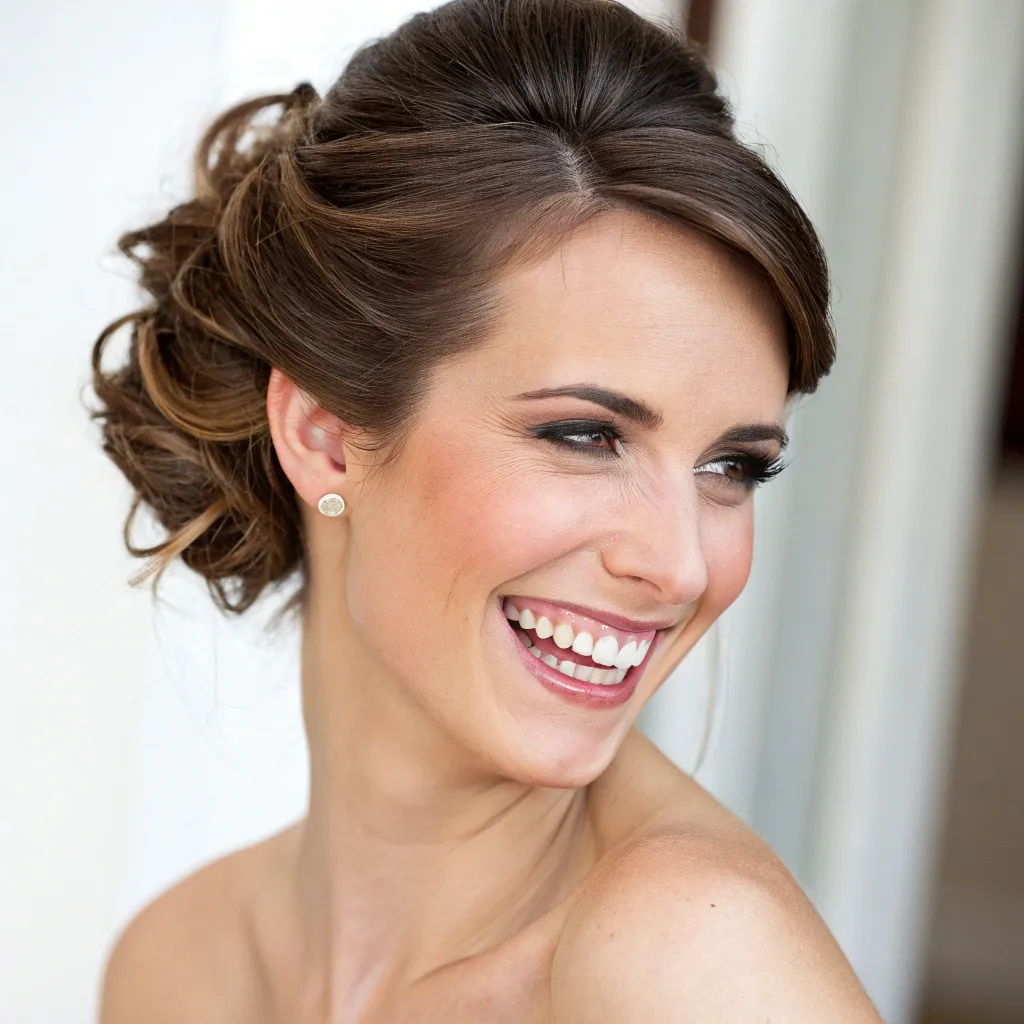 Smiling woman with styled hair
